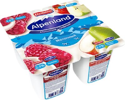 Йогуртный продукт Alpenland молочный 2,5% Малина/Яблоко и груша, 95г