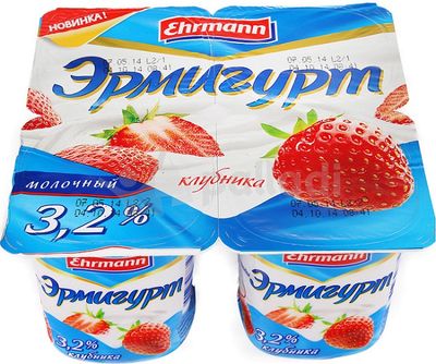 Продукт йогуртный Эрмигурт клубника 3.2%, 100г