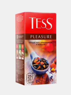 Черный чай Tess Pleasure с шиповником и яблоком, в пакетиках, 1,5гх25шт