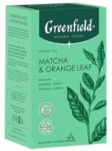 Чай ГРИНФИЛД Нейчерал ТИЗАН Матча энд Оранж лиф зелёный с доб. 8*(20пир.*1,8г)