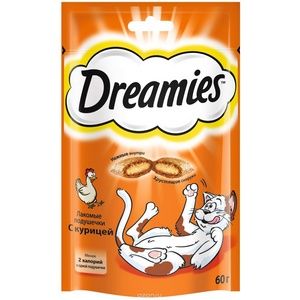 Лакомство для кошек Dreamies подушечки с курицей, 60г