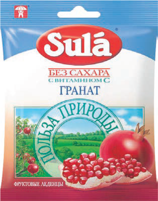 Леденцы без сахара Sula Гранат, 60г