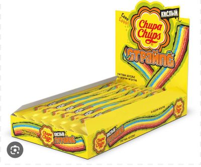 Мармелад жевательный Chupa Chups Кислый Страйпс Фруктовый вкус, 10,5г
