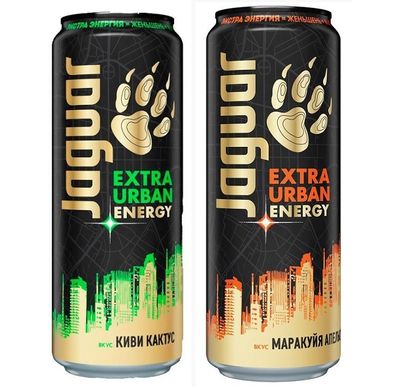 Напиток энергетический Ягуар Экстра Урбан Энерджи со вкусом маракуйи и апельсина 0,44 ж/б*12