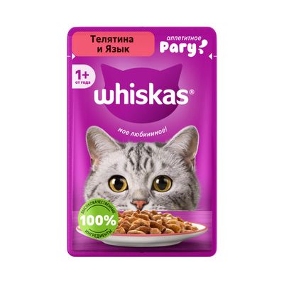 Влажный корм Whiskas для кошек Аппетитное рагу с телятиной и языком, 75г
