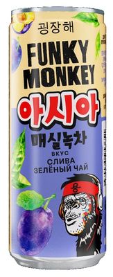 Газ напиток Фанки Манки Крейзи Азия вкус Слива - зеленый чай б/а ж/б 0,33*12