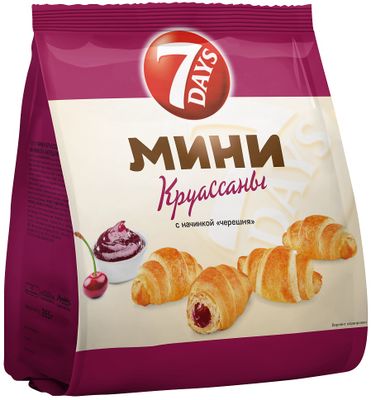Мини круассаны 7 DAYS c начинкой "черешня" 265гр