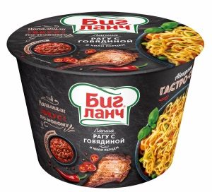 Лапша Биг Ланч рагу с говядиной и чили перцем ведро, 90г