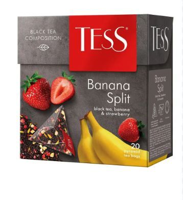 Чай TESS Банана Сплит черный с добавками, в пакетиках, 12*(20п*1,8г)