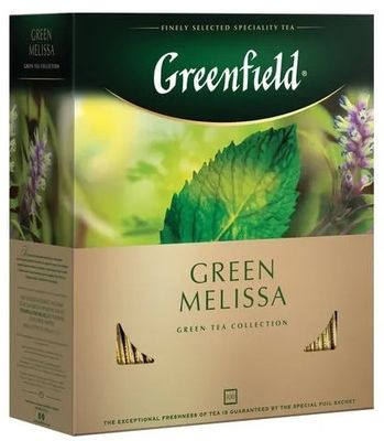 Чай Greenfield Green Melissa зеленый, в пакетиках, 1,5г*100п