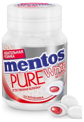 Жевательная резинка Mentos Pure White Клубника, 54г