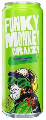 Напиток газированный Funky Monkey (Фанки Манки) Крейзи вкус Кактус-Лайм 0,45л