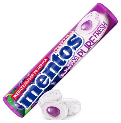 Жевательная резинка Mentos Pure Fresh Виноград, 15,5г