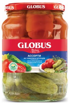 Ассорти из томатов и огурцов маринованное Globus, 720мл