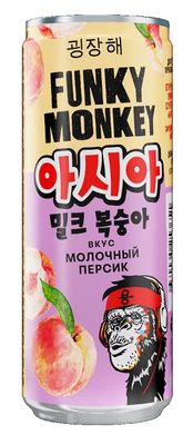 Газированный напиток Фанки Манки Крейзи Азия вкус Молочный персик б/а ж/б 0,33*12