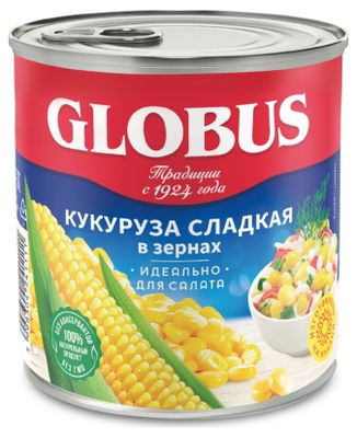 Кукуруза Globus сладкая в зернах, 340г/425мл