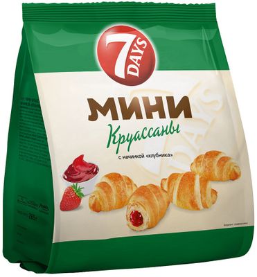 Круассаны мини 7DAYS с кремом Клубника 265г Круассаны мини 7DAYS с кремом Клубника 265г
