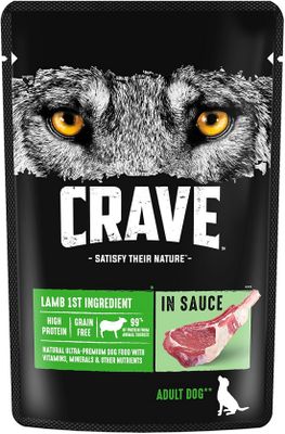 Корм консервированный полнорационный CRAVE для взрослых собак всех пород с ягненком в соусе, 85г 