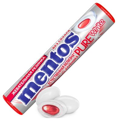 Жевательная резинка Mentos Pure White Клубника, 15,5г