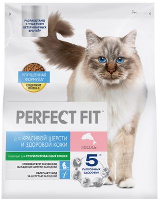 Корм Perfect Fit д/крас.шерсти с лососем 6*1,2кг