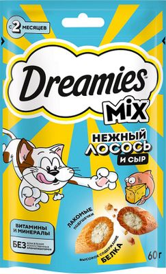 Лакомство для кош Dreamies с добавлением лосось/сыр 8*60г