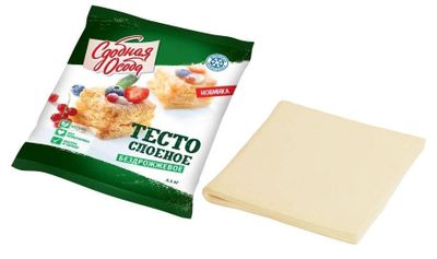 Тесто слоеное Черемушки бездрожжевое 500 г / 16 шт