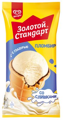 Мороженое ЮЛ ваф.стакан пл-р ЗОЛОТОЙ СТАНДАРТ КЛАССИЧЕСКИЙ 24*95г