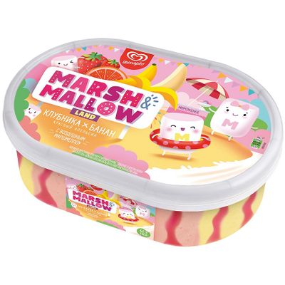 Мороженое ЮЛ конт. слив. МАРШМЕЛЛОУ ЛЭНД КЛУБН БАНАН КРАСН АПЕЛ C СУФЛЕ 6*454г