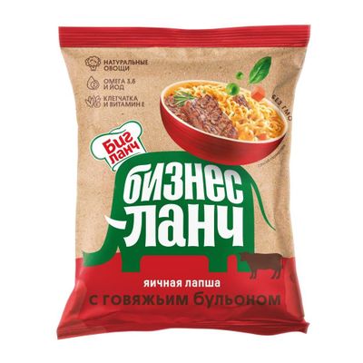 Лапша Бизнес Ланч яичная с говяжьим бульоном 60г