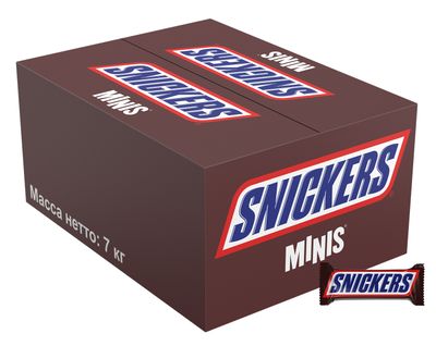 Шоколадные конфеты Snickers minis с карамелью, арахисом и нугой, 7 кг