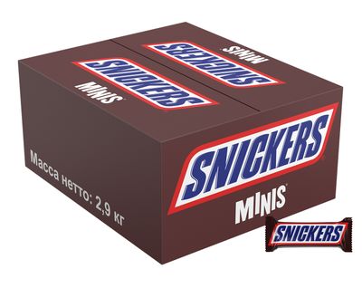 Шоколадные конфеты Snickers minis с карамелью, арахисом и нугой, 2.9 кг