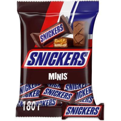 Шоколадные конфеты Snickers minis с карамелью, арахисом и нугой, пакет 180 г Шоколадные конфеты Snickers minis с карамелью, арахисом и нугой, пакет 180 г