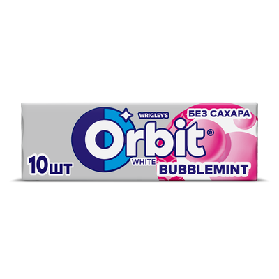 Жевательная резинка Orbit White Bubblemint без сахара, 13,6 г