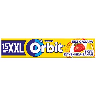Жевательная резинка Orbit XXL Клубника-Банан без сахара, 20,4 г