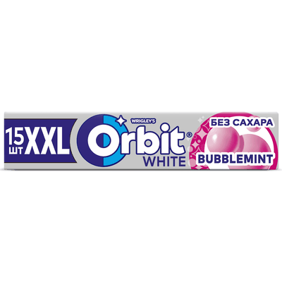 Жевательная резинка Orbit White XXL Bubblemint без сахара, 20,4 г