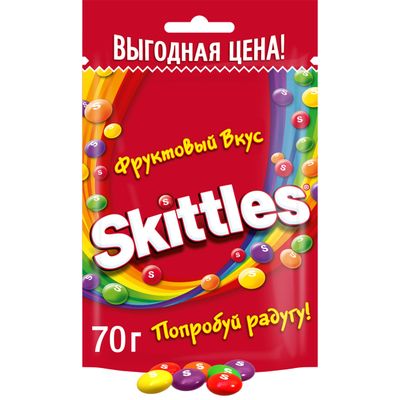 Конфеты Skittles Фруктовый вкус, драже со вкусами лимона, лайма, апельсина, клубники и черной смородины, 70 г Конфеты Skittles Фруктовый вкус, драже со вкусами лимона, лайма, апельсина, клубники и черной смородины, 70 г