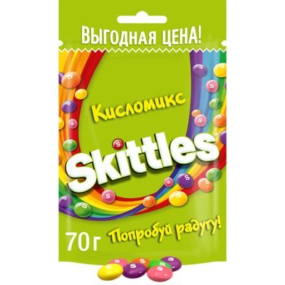 Конфеты Skittles Кисломикс, драже со вкусами малины, ананаса, мандарина, вишни и яблока, 70 г