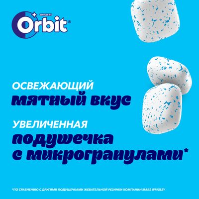 Жевательная резинка Orbit Refreshers, освежающие кубики со вкусом мяты, без сахара, 16 г