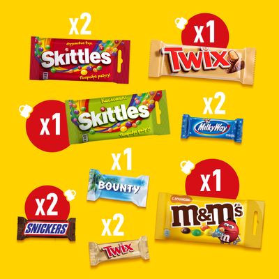Сладкий подарок M&M's & Friends на Новый Год, набор конфет M&M's, Snickers, Twix, Milky Way, Bounty, Skittles 311г