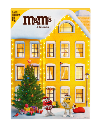 Сладкий подарок M&M's & Friends Адвент-календарь на Новый Год, набор конфет M&M's, Snickers, Twix, Bounty, Milky Way, Mars с пазлом внутри 233г Сладкий подарок M&M's & Friends Адвент-календарь на Новый Год, набор конфет M&M's, Snickers, Twix, Bounty, Milky Way, Mars с пазлом внутри 233г