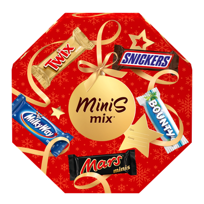 Сладкий подарок Minis Mix на Новый Год, набор конфет Snickers, Twix, Bounty, Milky Way, Mars 262г