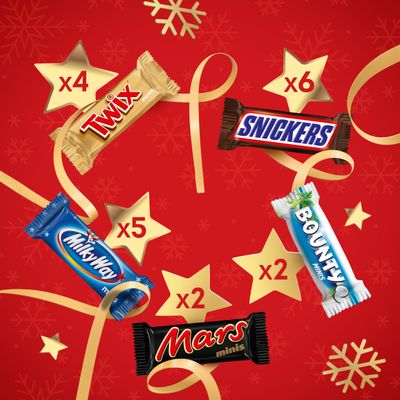 Сладкий подарок Minis Mix на Новый Год, набор конфет Snickers, Twix, Bounty, Milky Way, Mars 262г