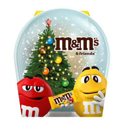 Сладкий подарок M&M's & Friends Снежный шар на Новый Год, набор конфет M&M's, Mars, Twix, Milky Way, Skittles 148г
