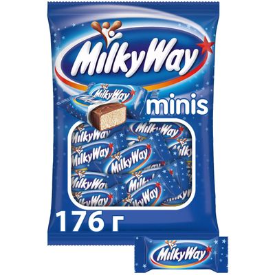 Шоколадные конфеты Milky Way minis с нежным суфле, пакет 176 г