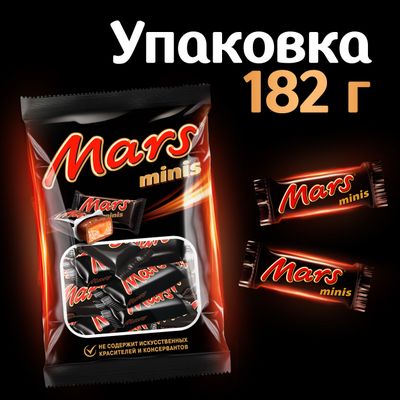 Шоколадные конфеты Mars minis с карамелью и нугой, пакет 182 г
