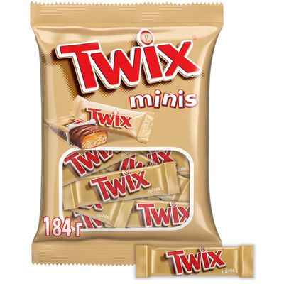 Шоколадные конфеты Twix minis с карамелью и печеньем, пакет 184 г
