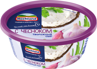 Сыр творожный Hochland с чесноком, ванночка, 140 г