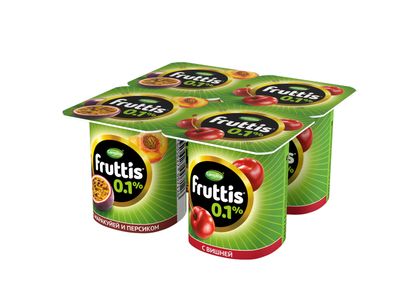 Йогуртный продукт Fruttis 0,1% Персик-маракуйя/Вишня, 110г