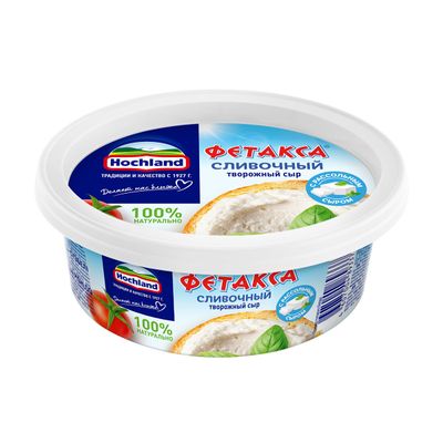 Сыр творожный Hochland Фетакса сливочный, ванночка, 140г