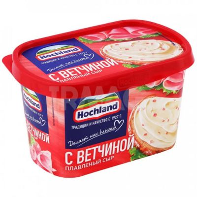 Сыр плавленый Hochland с ветчиной, ванночка, 400г